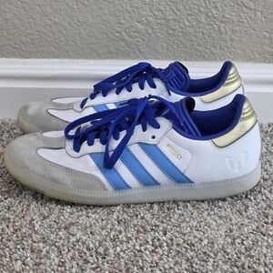 Adidas × Messi Edition Samba White and Blue Sneakers Size Mens 7.5
